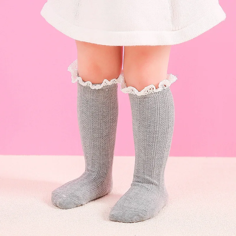 G202 CHILDREN'S Socks GOUGOUSHOU Baby Socks Double Needles Lace BABY'S Socks Solid Color Tube Socks