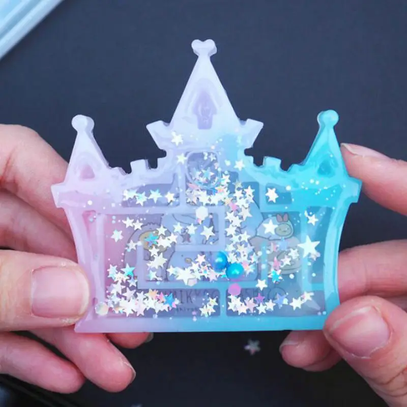 Maze Shaker Silicone Molds DIY UV Resin Labyrinth Heart Gamer Maze Shaker Charms Jewelry Accessories Making Castle Camera Shape
