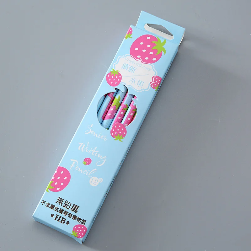 12 шт. HB карандаши милые фрукты деревянные Kawaii студенческие цилиндрические карандаши для детей подарок школьные принадлежности карандаш канцелярские принадлежности - Цвет: 4