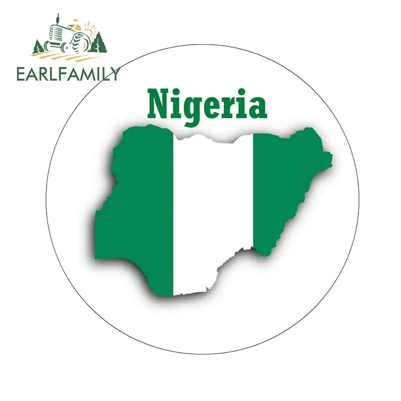 Earlfamily 13cm X 13cm Nigeria Map Flag Vinyl Decal Round Souvenir