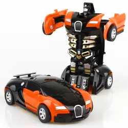 Оранжевые трансформации Робот Игрушки из АБС-пластика автомобиля столкновения трансформирующая модель детского подарка