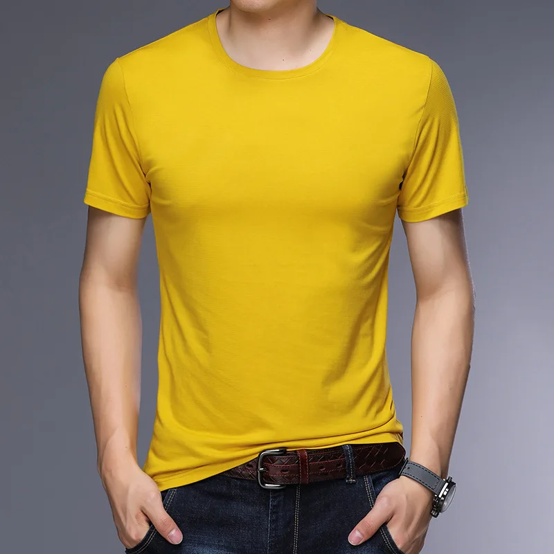 yellow MRMT брендовая Новая Летняя мужская футболка с коротким рукавом, одноцветная повседневная мужская футболка с круглым вырезом, тонкая футболка - Цвет: yellow