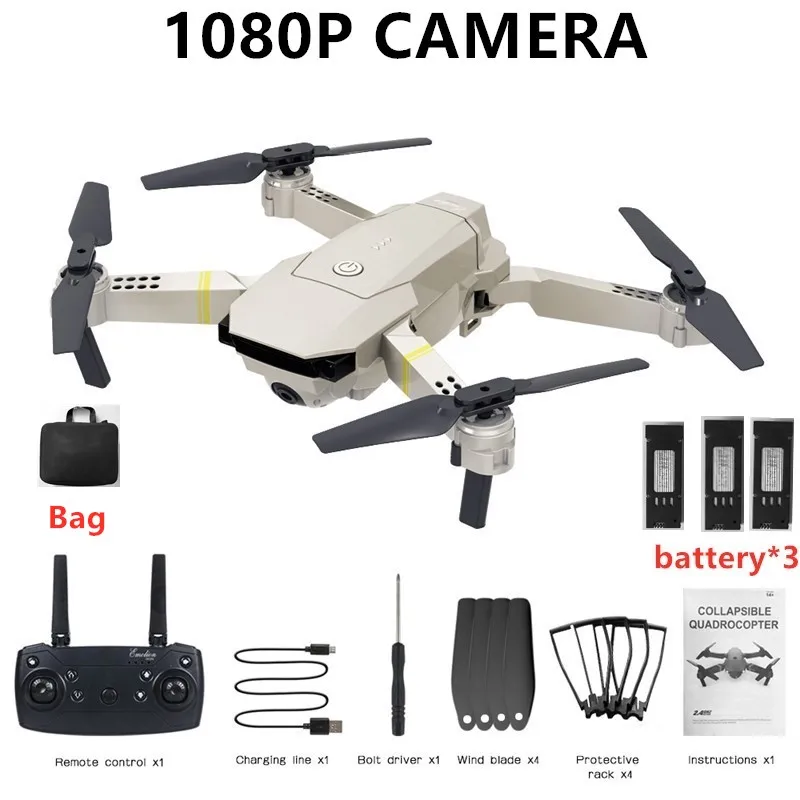 HJHRC JY019 wifi FPV с широким углом обзора 1080P HD камера режим удержания высоты складной рычаг RC Квадрокоптер Дрон Pro RTF Дрон VS E520S E58 - Цвет: 1080P3Batterywithbag