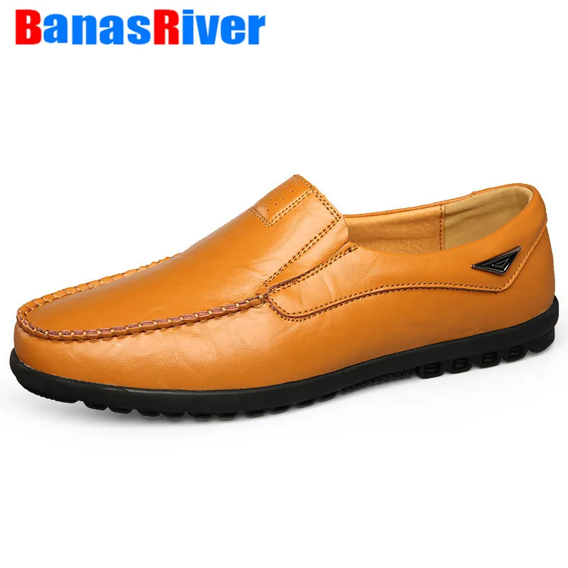 Fashion Large Size 38-47 Men Leather Casual Shoes Loafers Fashion Moccasins Chaussures Flats Male Breathable Driving Footwear