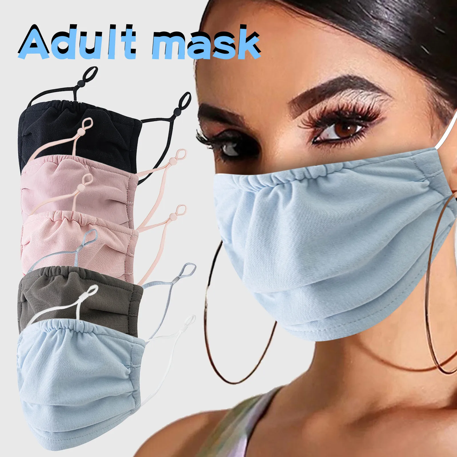 

Fast delivery Adult Reusable Washable Solid Mask Adjustable Breathable Windproof Mask Headband MÃ¡scara de algodÃ³n Maschera 2021
