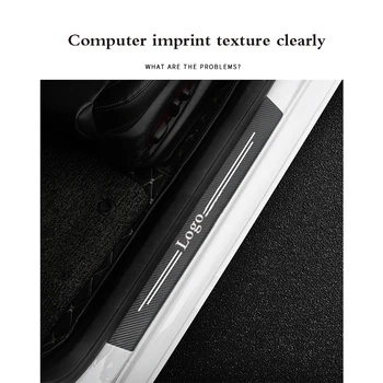 

4 Pcs Leather Car Carbon Fiber Door Sill Protector Leather Scuff Protective Anti-Scratch Sill Cover For BMW E46 E60 E90 F30 G30