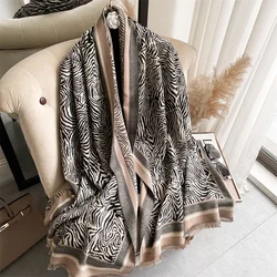 Winter Cashmere Scarf lady Warm Zebra Print Thick Shawls Wraps Lady Fashion Tassels Pashmina Blanket Foulard Poncho Stoles