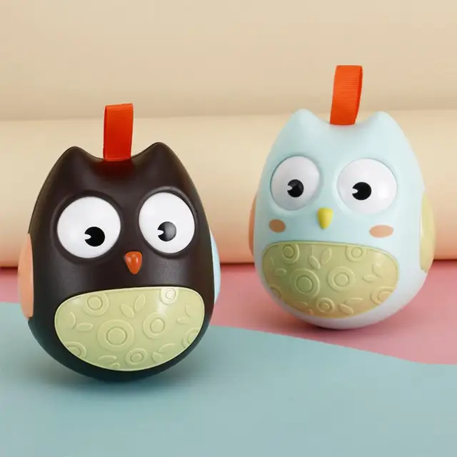 Cartoon Nodding Owl Tumbler Roly Poly Built-in Bell Rattles Baby Educational Toys 4