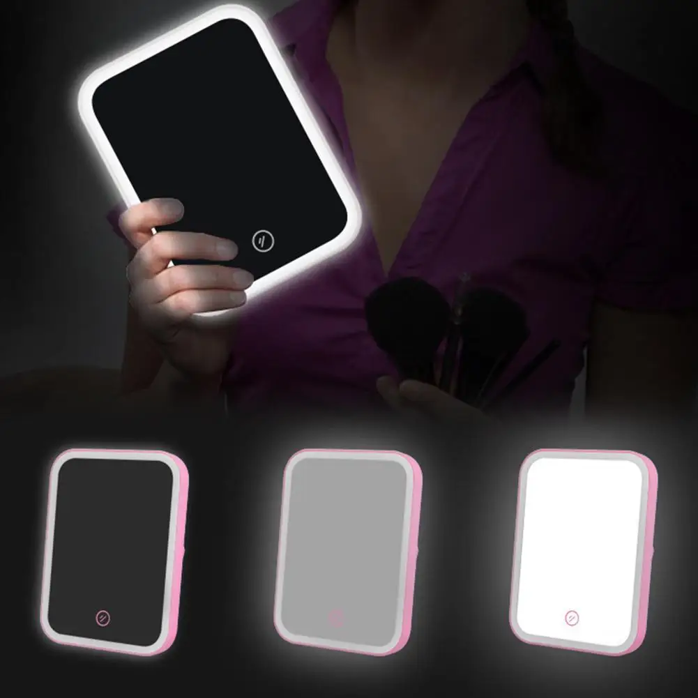Hot Portable LED Lighted Touch Dimmer Brightness Square Table Makeup Cosmetic Mirror|Makeup Mirrors| - AliExpress