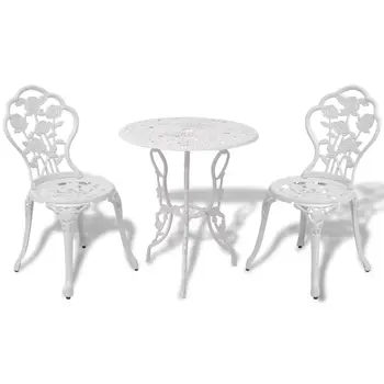 

vidaXL 3 Piece Bistro Set Cast Aluminium White