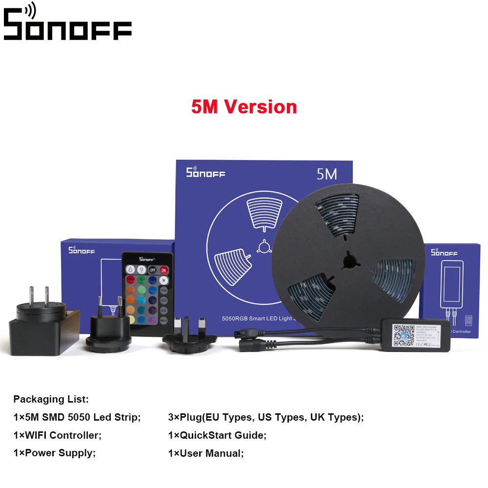 Tira LED WiFi/Bluetooth RGB Sonoff L2 Lite Smart 5 Metros -  -  Distribuidores Oficiales