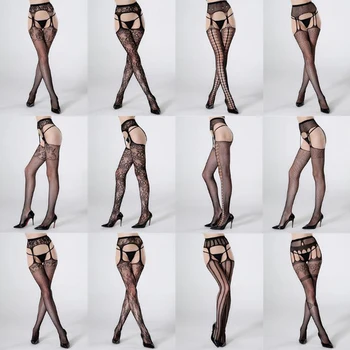 

Sexy Women Black Hot Erotic Mesh Stripper Clothes Fishnets Crotchless Pantyhose Nightclub Tights Thigh High Stockings Lingeries