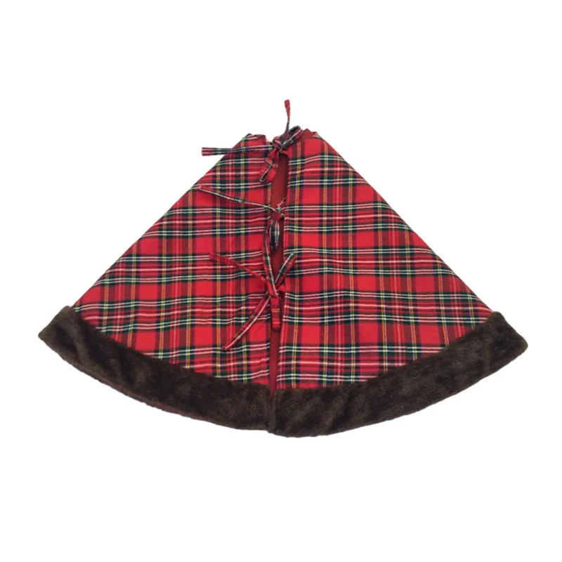 

Pie De Arbol Navidad Christmas Tree Skirt Plaid Grid Pattern 42" Cover New Year Xmas Trees Decoration Buffalo Plaid Falda Navida