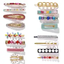 Dvacaman богемные кристалл горный хрусталь геометрические наборы клипсов для волос для женщин красочная Смола жемчужные Заколки оптом ювелирные изделия подарок