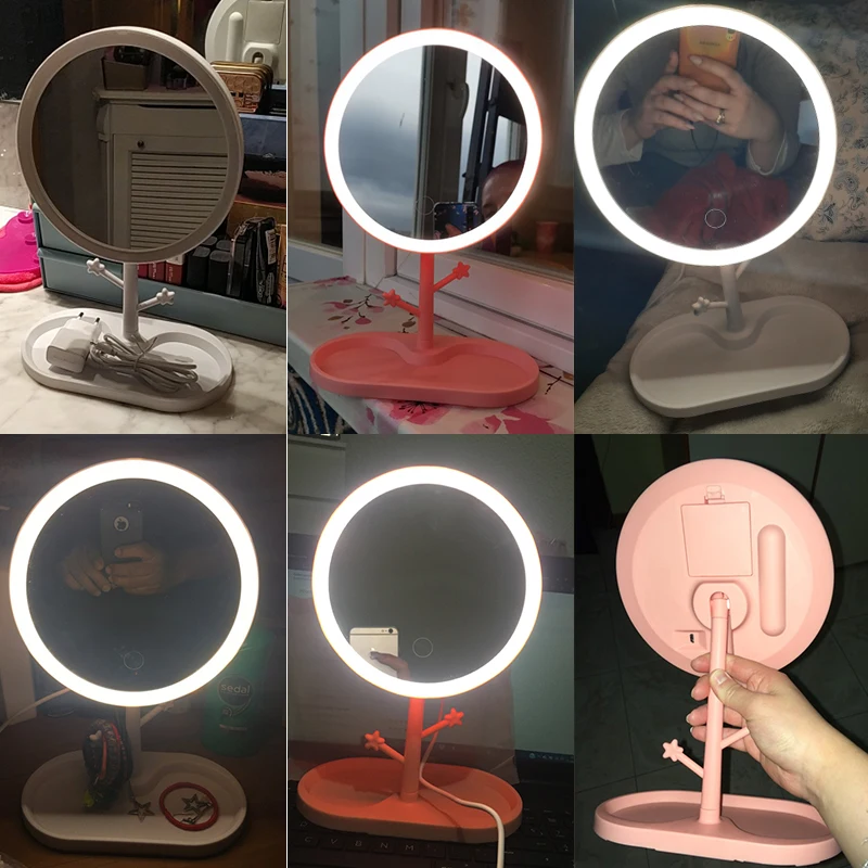 Mlamat Lámpara de espejo LED portátil Vanity Lights Studio Ventosa Lámpara de maquillaje 4 bombillas LED Lámpara de espejo cosmética para vestuario de baño Mesa de tocador