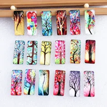 10x25 мм Случайные Смешанные жизни Дерево Прямоугольные Стеклянные кабошон выпуклые с плоской задней частью фото лоток пустая база аксессуары ручной работы 10 шт