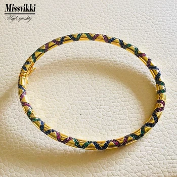 

missvikki Charm original design Multicolor Stones Bangle For Women Bridal Wedding Cubic Zircon Bracelet Party Jewelry 2020 HOT