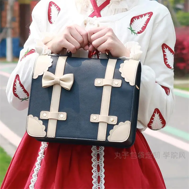 

2020 Preppy Style Retro Lolita Bow JK Uniform Messenger Bag Japanese Soft Girl Shoulder Bag Backpack Student Handbag Cosplay