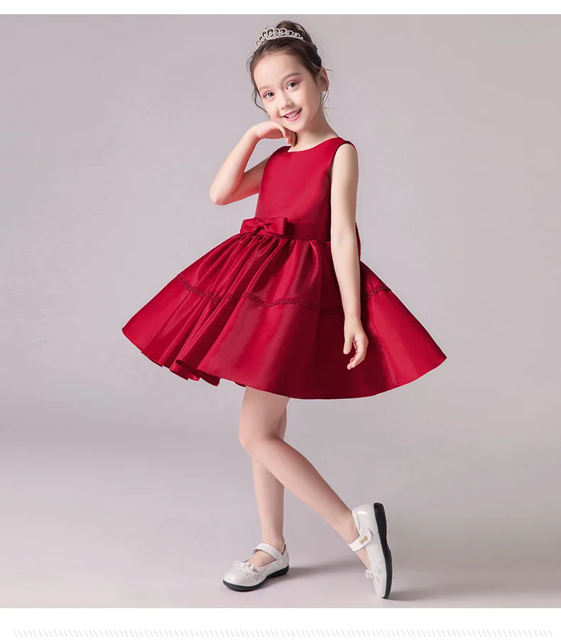 New Style Girls Red Princess Dress Tutu Dress Children Host Flower Boys/Flower Girls Evening Gown Piano Costume