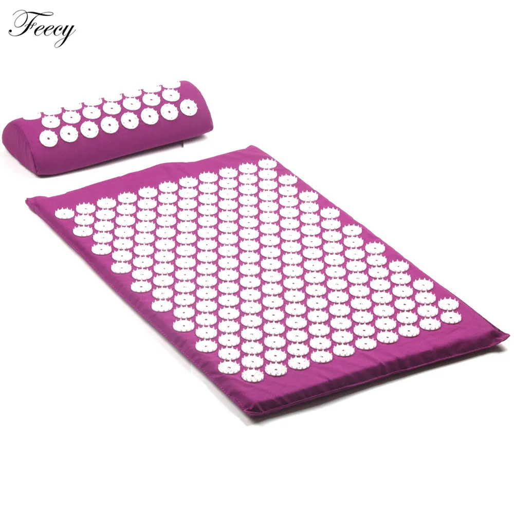 M2 Set Purple Массажер для акупрессуры, набор ковриков для спины и тела, подушка для ног, массажный коврик для снятия стресса, боли, шакти, акупунтура, Йога, шип, коврик с подушкой - Цвет: M2 Set Purple