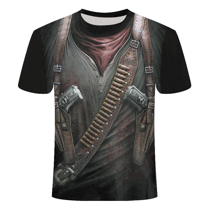 

2019 New Cloudstyle Own Design Men's T shirt 3D Gun Warrior Tshirt Print Knife Harajuku Tops Tee Short Sleeve Fitness t-shirt