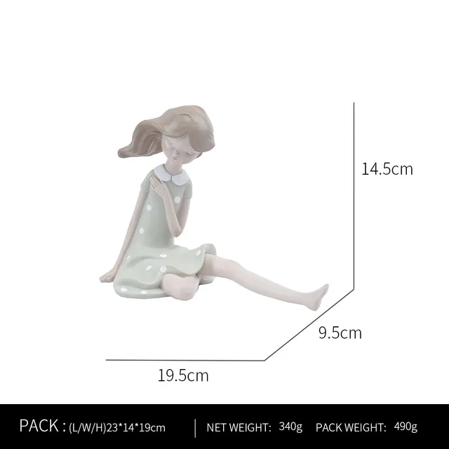 Ornaments For Home Cute Girl Rabbit Elephant Horse Statues Sculptures Figurines For Interior Room Decor Living Room Decoration little girl  L