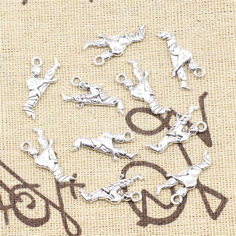 

Taekwondo Charms Supplies For Jewelry Making Kit Antique Silver Color 20pcs 12x22mm