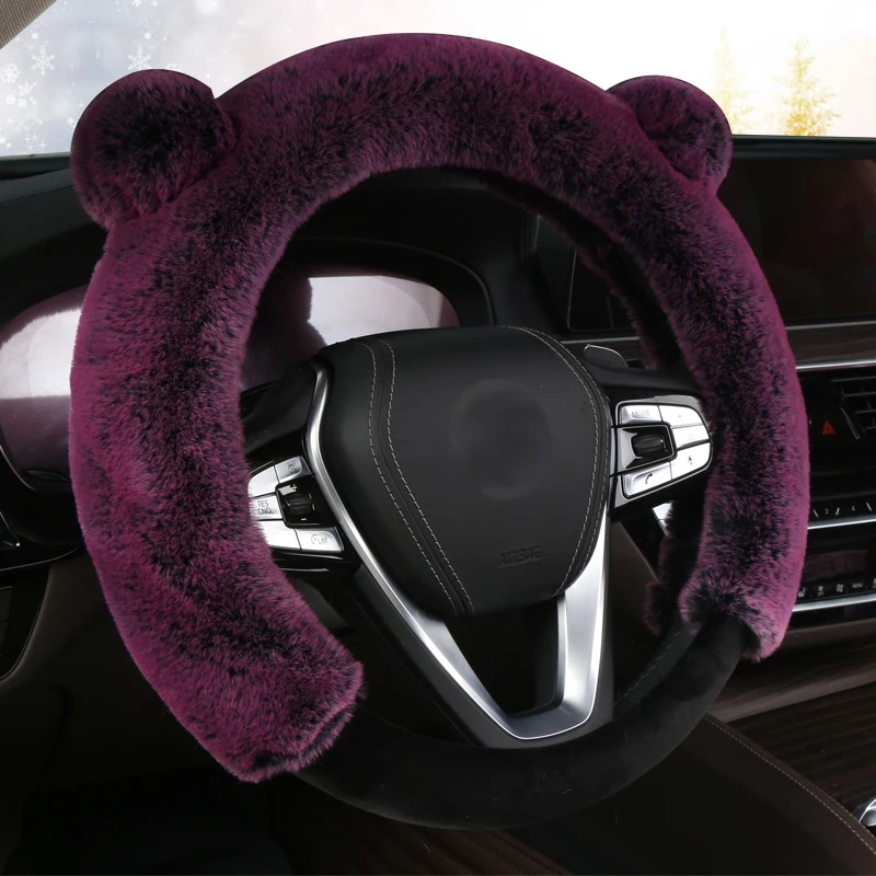 Милый пушистый Funda Volante Универсальный чехол на руль Funda Volante кроличья шерсть уши чехол рулевого колеса автомобиля Stuurhoes