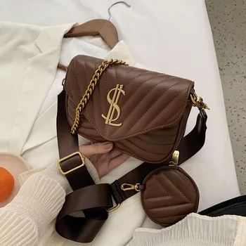 

Fashion Crossbody Bags for Women 2020 Pu Leather Chains 2 In 1 Shoulder Bag Luxury Brand Designer Purses and Handbags Sac A Main