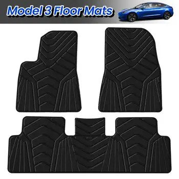 

Floor Mats for Tesla Model 3 Waterproof Anti-dirty Pad Car Accessories All Weather Rubber Compatible Front & Rear Floor Mats Set