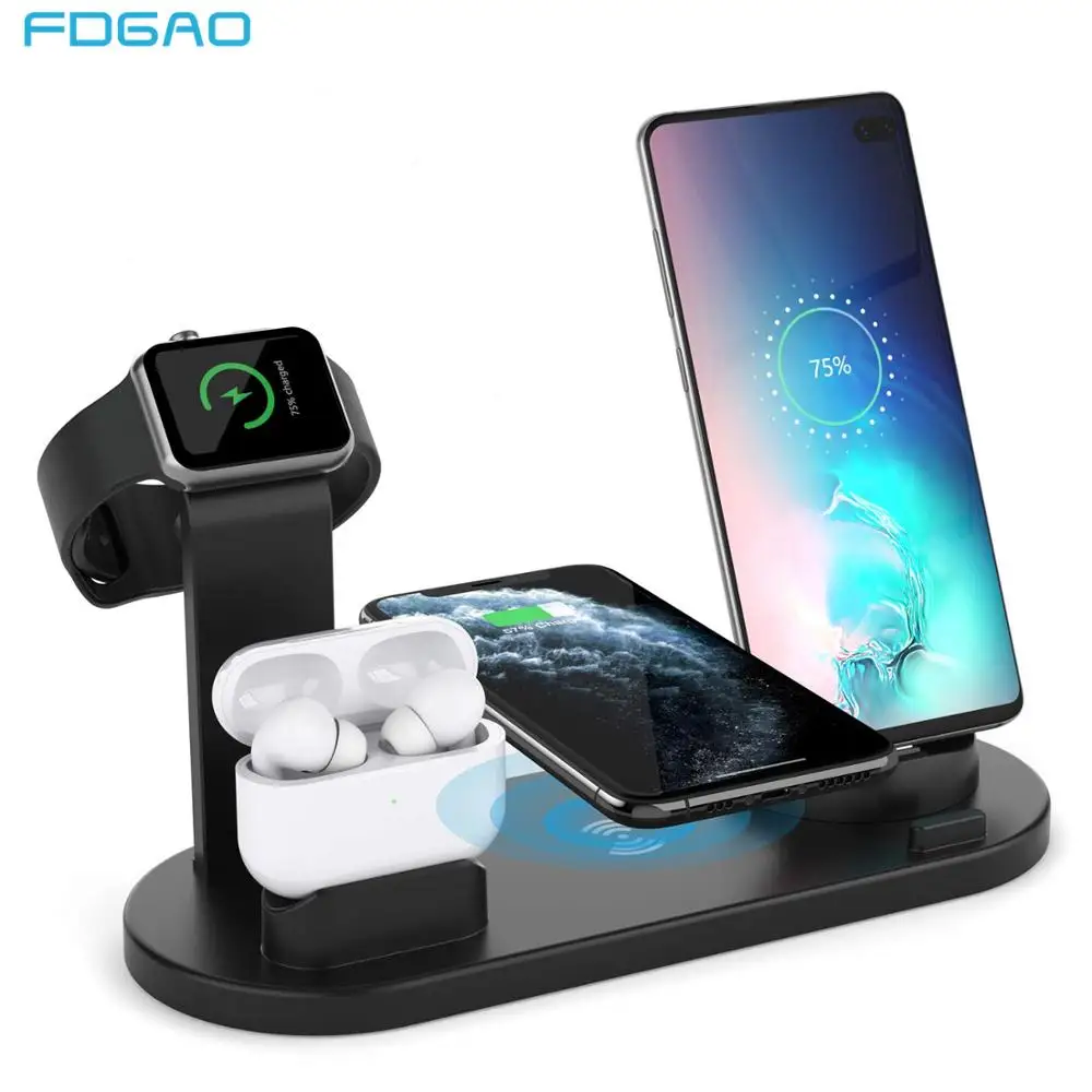 FDGAO Qi Wireless Charger Docking Station Phone Charger Stand For Apple iWatch SE 6 5 4 3 2 1 iPhone 12 11 Pro XS XR 8 X Airpods