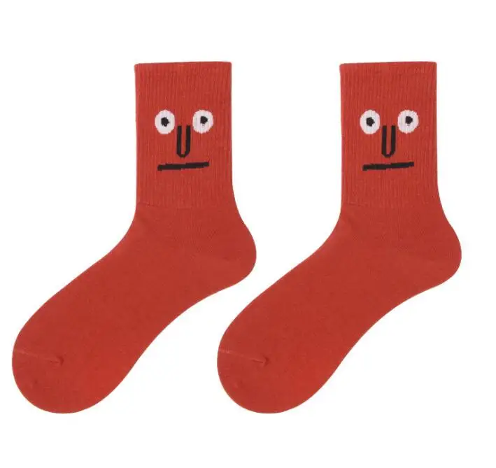 Женские теплые хлопчатобумажные забавные носки, Calcetines Harajuku Happy Socks, женские носки в стиле хип-хоп, скейтборд, уличная одежда, Skarpetki - Color: Red