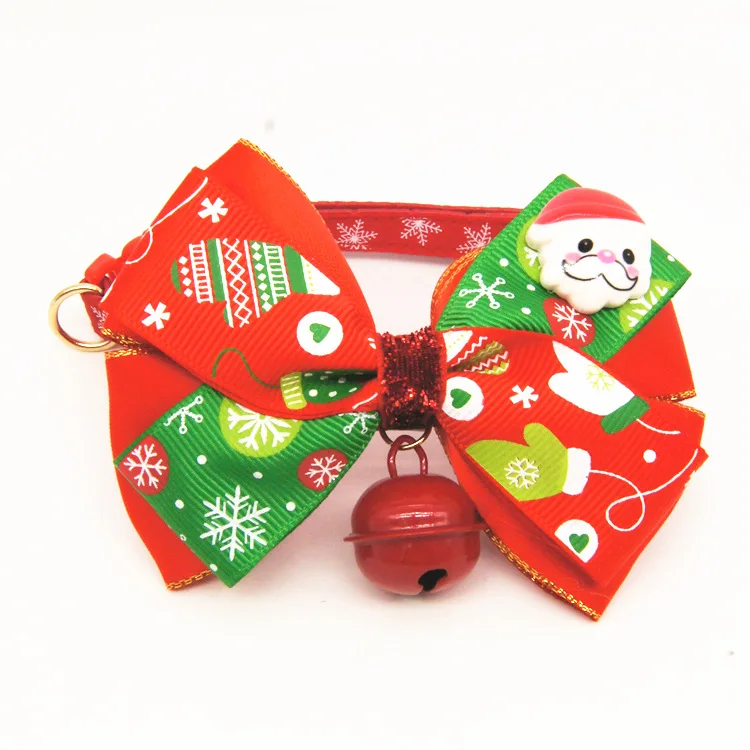 Christmas Holiday Pet Cat Dog Collar Bow Tie Adjustable Neck Strap Cat Dog Grooming Accessories Pet Product Supplies Christmas