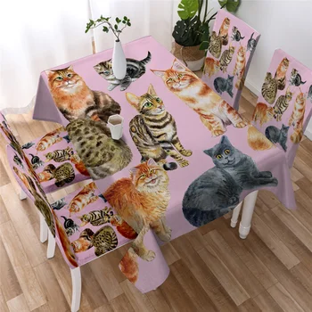 

Cartoon Cat Print Tablecloth Waterproof Decorative Table Cover Tapetes Table Cover Protector Table Cloth Dining Kitchen
