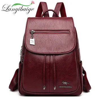 

Simple Style women PU Leather Backpack for women Famous Brand School bag Daypacks women traveling backpack mochila feminina