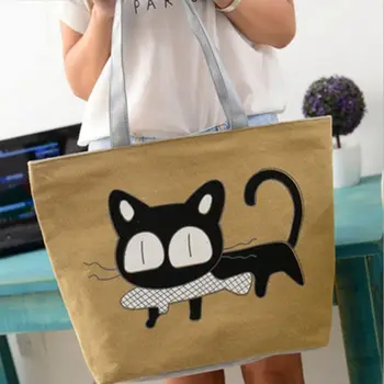 

1pcs Fashion Lovely Women Girl Cartoon Animal Cat Travel Bag Colorful Shopping Bags Cartoon Handbag Reusable Storage Bag