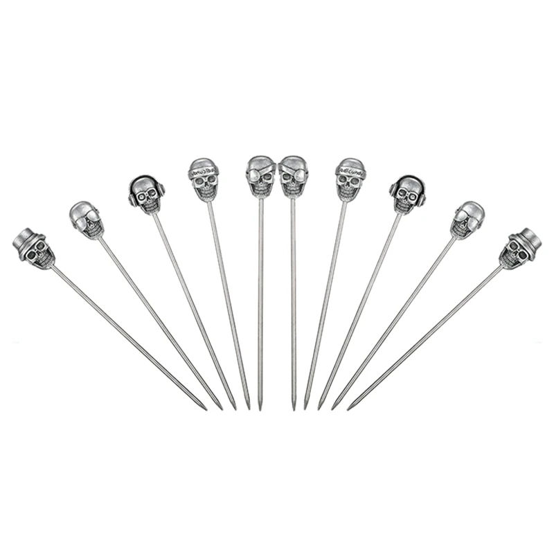 Skull Cocktail Picks Martini Picks Reusable Olive Garnish Skewer Fruit Toothpicks 12 pack cocktail skewers,disposable bamboo skewers,disposable skewers