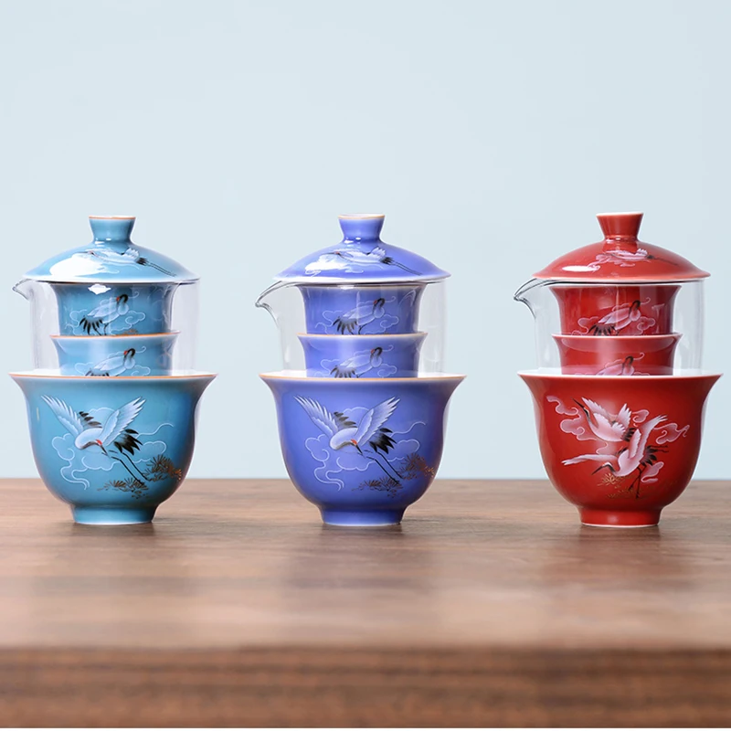 Синий и белый фарфор Gaiwan чай, гайвань комплект древней китайской глазурь Цзиндэчжэнь Чай набор чайная чашка для различных Чай