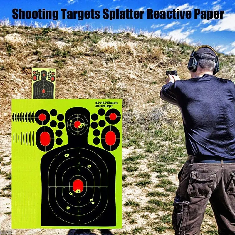 10-100X 14.5'' Reactive Splatter Gun Rifle Pistol Shooting Targets Paper Glow US 