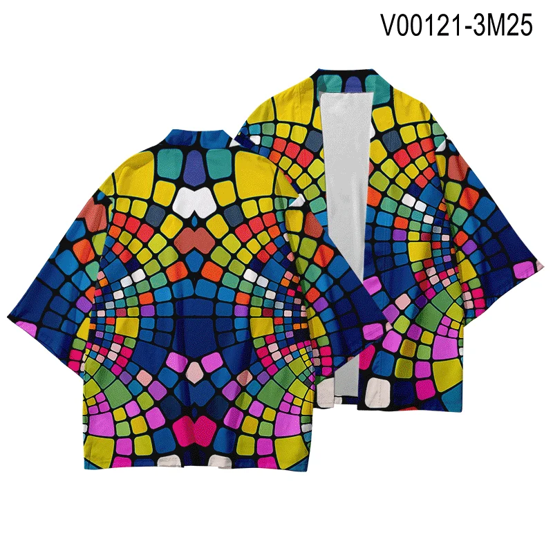 WAMNI Кардиган для мужчин кимоно летняя уличная японский аниме костюм самурая кимоно haori рубашка-кимоно человек Забавный 3D принт - Цвет: V00121