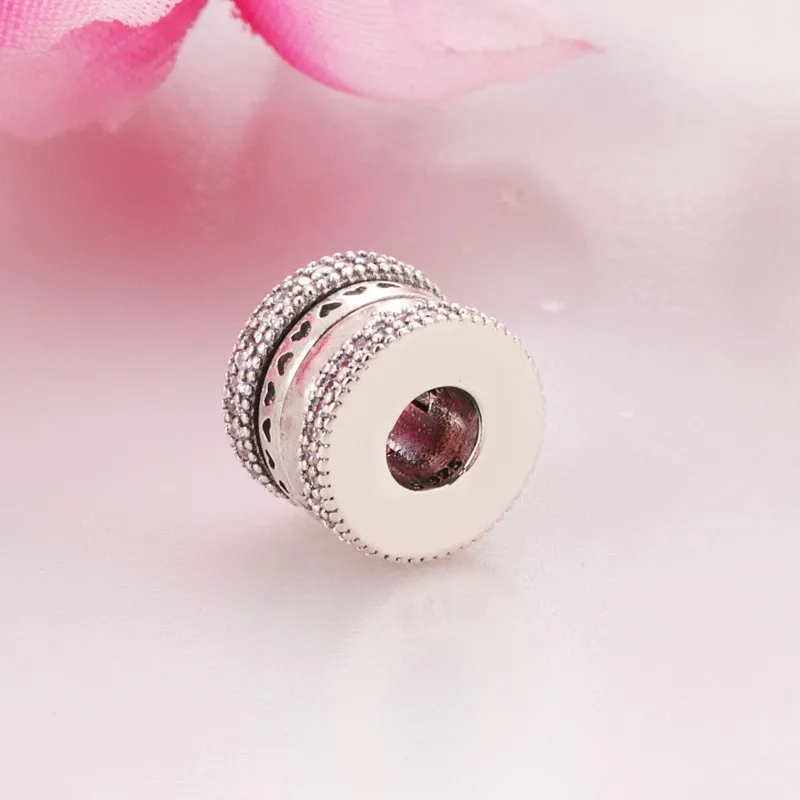 

Authentic 925 Sterling Silver Beads Heart-shaped Double Layer Rotating Bead Fit Original Pandora Bracelet For Women Diy Jewelry