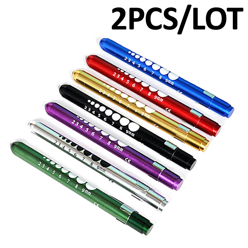 2pcs Pen Type Aluminum Pocket Pen Medical Penlight Torch Otoscope Led