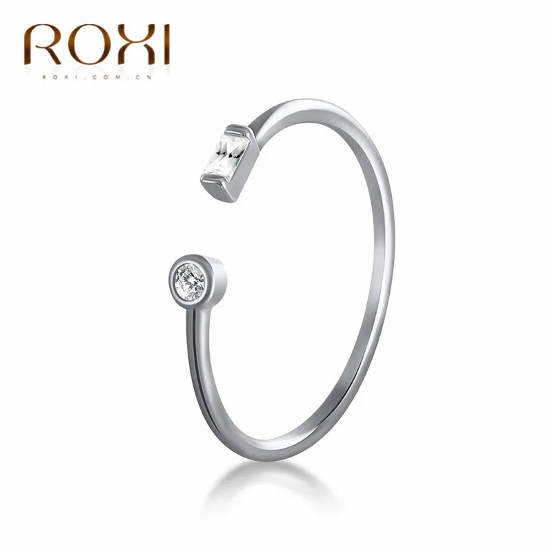 Silver ROXI 925 пробы, серебряное, белое, циркониевое прямоугольное кольцо для женщин, модное ювелирное изделие, роскошное кольцо с австрийским кристаллом, обручальное кольцо Anillos - Цвет основного камня: Silver