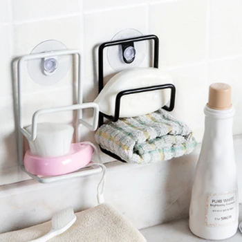 

Wall Mounted Metal Suction Cup Sink Drain Rack Wall Sucker Sponge Storage Drying Holder Kitchen Bathroom Soap Stand Dish Shelf