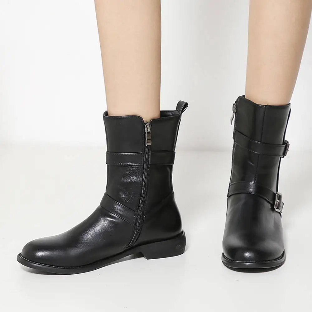 BONJOMARISA Plus Size 33-46 Elegant Fake Leather Booties Ladies OL Flat Ankle Boots Women 2019 Casual Low Heels Shoes Woman BONJOMARISA Plus Size 33-46 Elegant Fake Leather Booties Ladies OL Flat Ankle Boots Women 2019 Casual Low Heels Shoes Woman