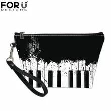 FORUDESIGNS Women Makeup Pouch Organizer Travel Toiletries Bag Piano Notes Waterproof Small Bags for Ladies Handbag Cosmetic Bag