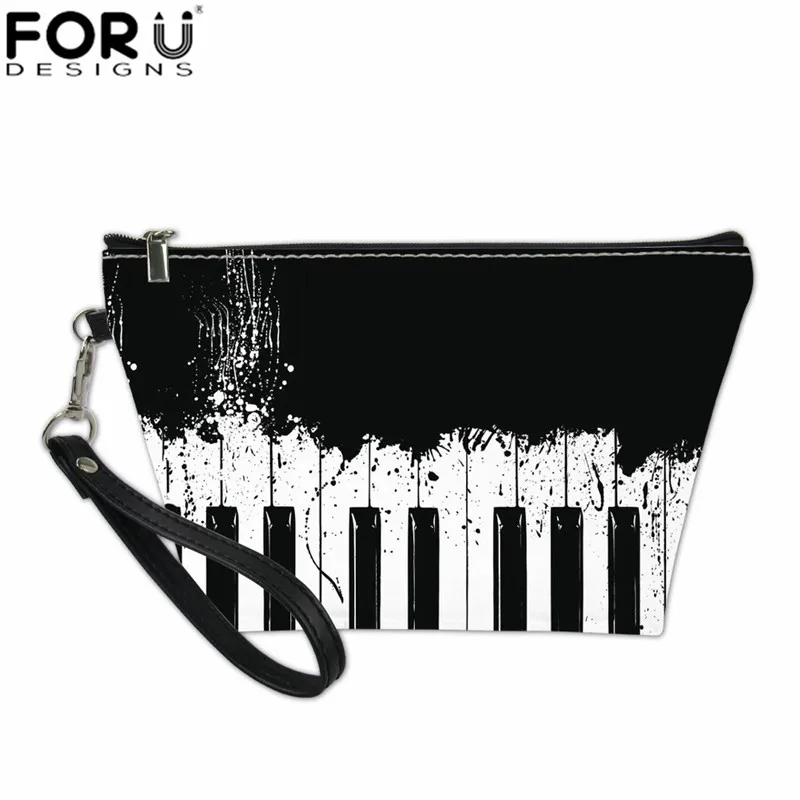 

FORUDESIGNS Women Makeup Pouch Organizer Travel Toiletries Bag Piano Notes Waterproof Small Bags for Ladies Handbag Cosmetic Bag