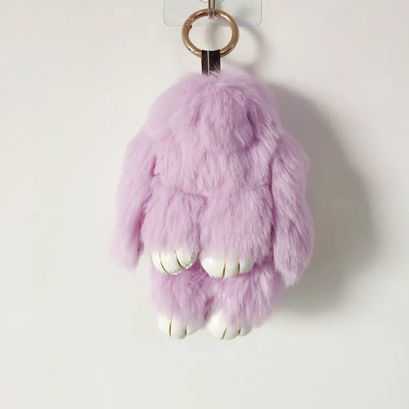 14 см милый плюшевый кролик брелок для женщин меховой помпон Ангел кролик брелок заяц помпон плюшевые куклы игрушка для девочек Сумка Автомобильный ключ подвеска - Цвет: middle purple