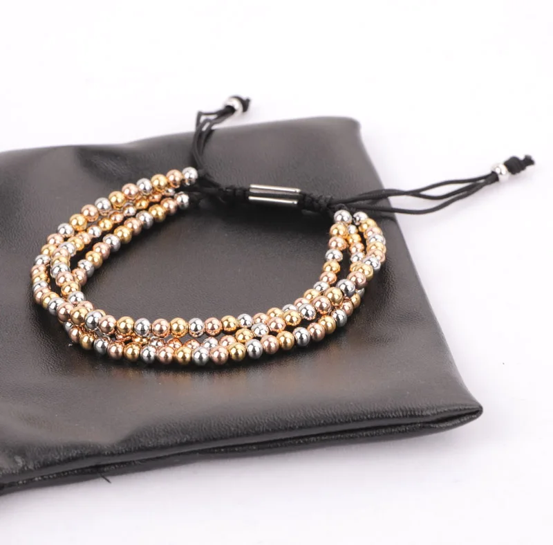 4mm Stainless Steel Bead Jewelry Adjustable Bracelet - Image 2