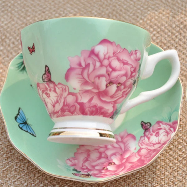 180Ml, Fine Bone China Coffee Cup and Saucer and Spoon, Funny Fashion Design, Zakka Tazas Cafe Espresso Cup, European Coffee Mug